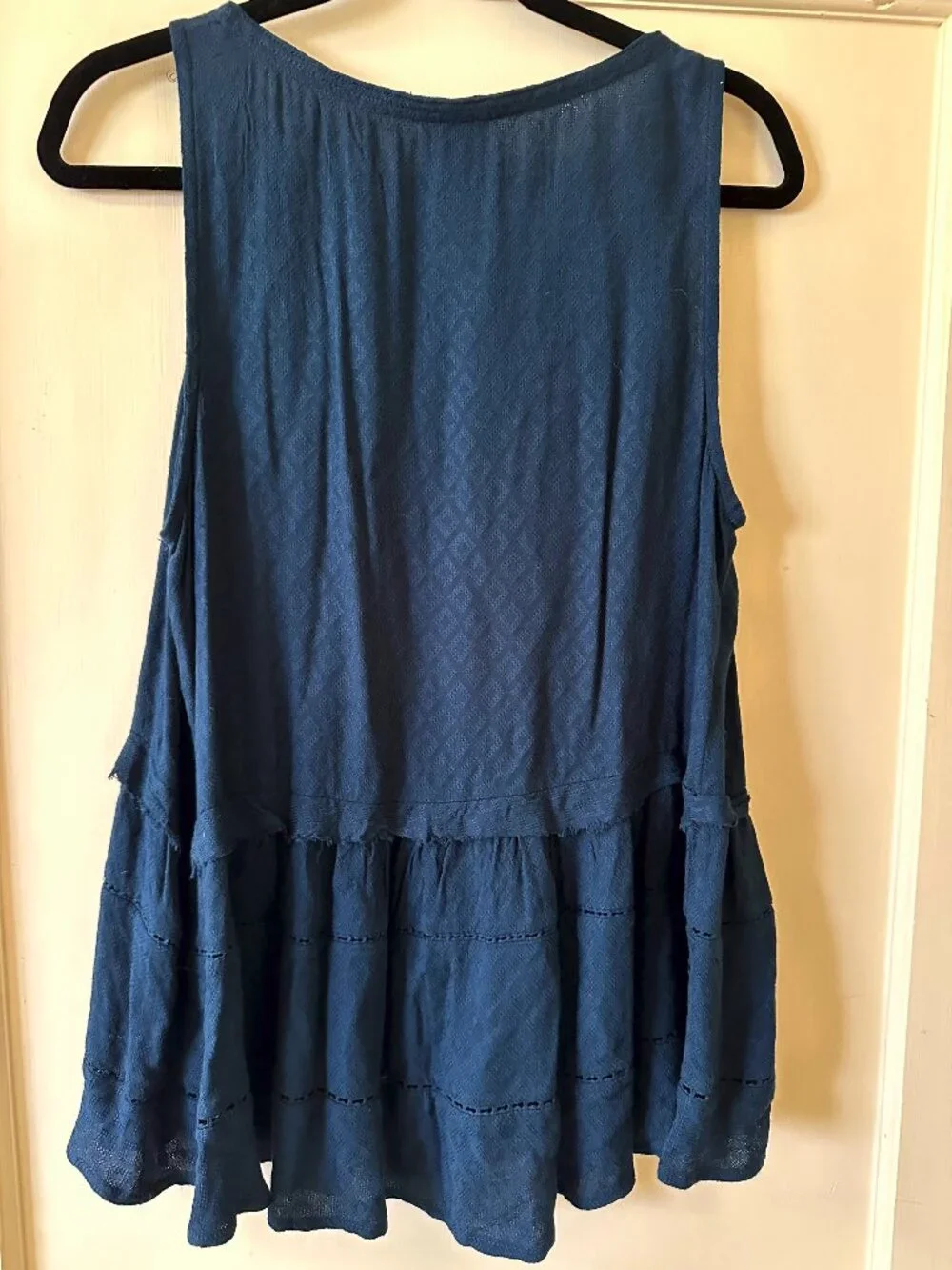 Knox Rose Womens L Deep Blue Tiered Tank Top Lace Detail Sleeveless Blouse - Picture 4 of 5